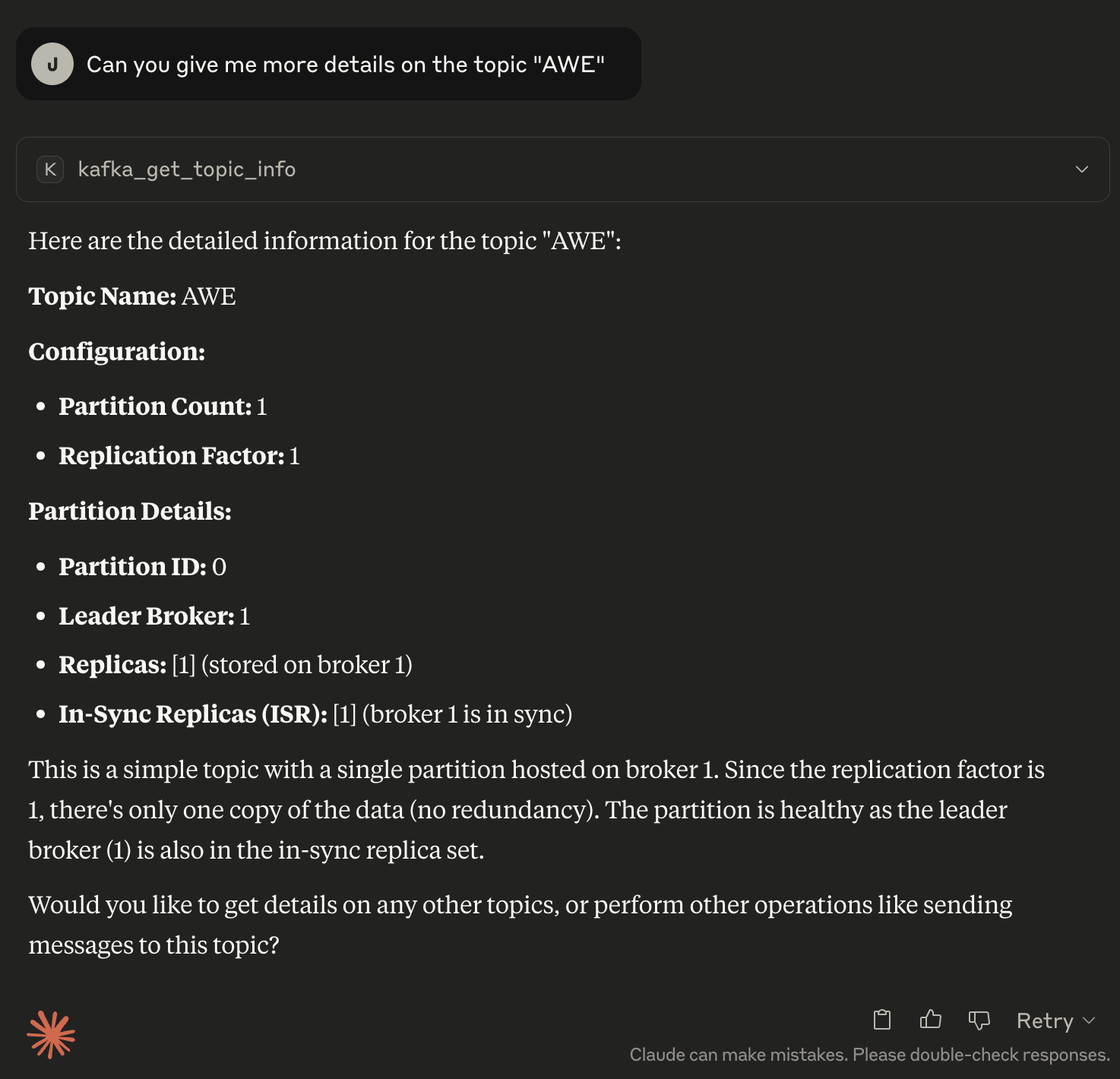 Listing detailed topics information